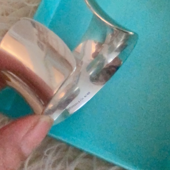 TIFFANY & CO. 1837 Wide Cuff  Bracelet 925 Sterling Silver Sz Large - Picture 3 of 4
